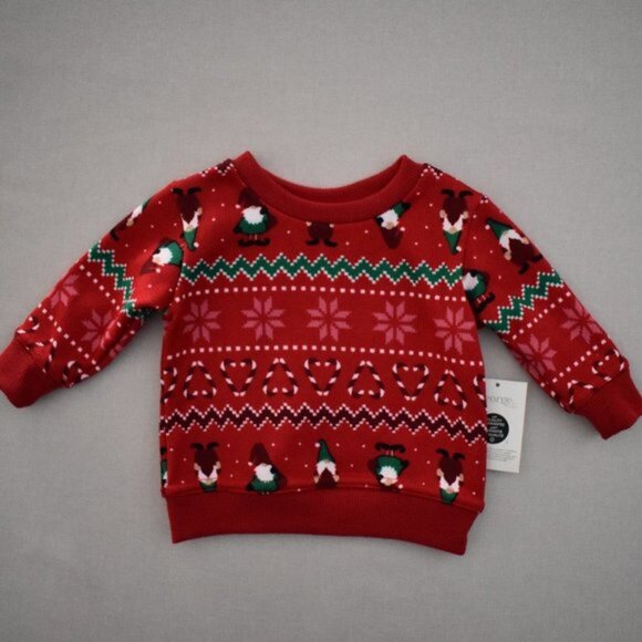 George Candy Cane Heart Gnomes Sweater 0-3 Months - Picture 1 of 5